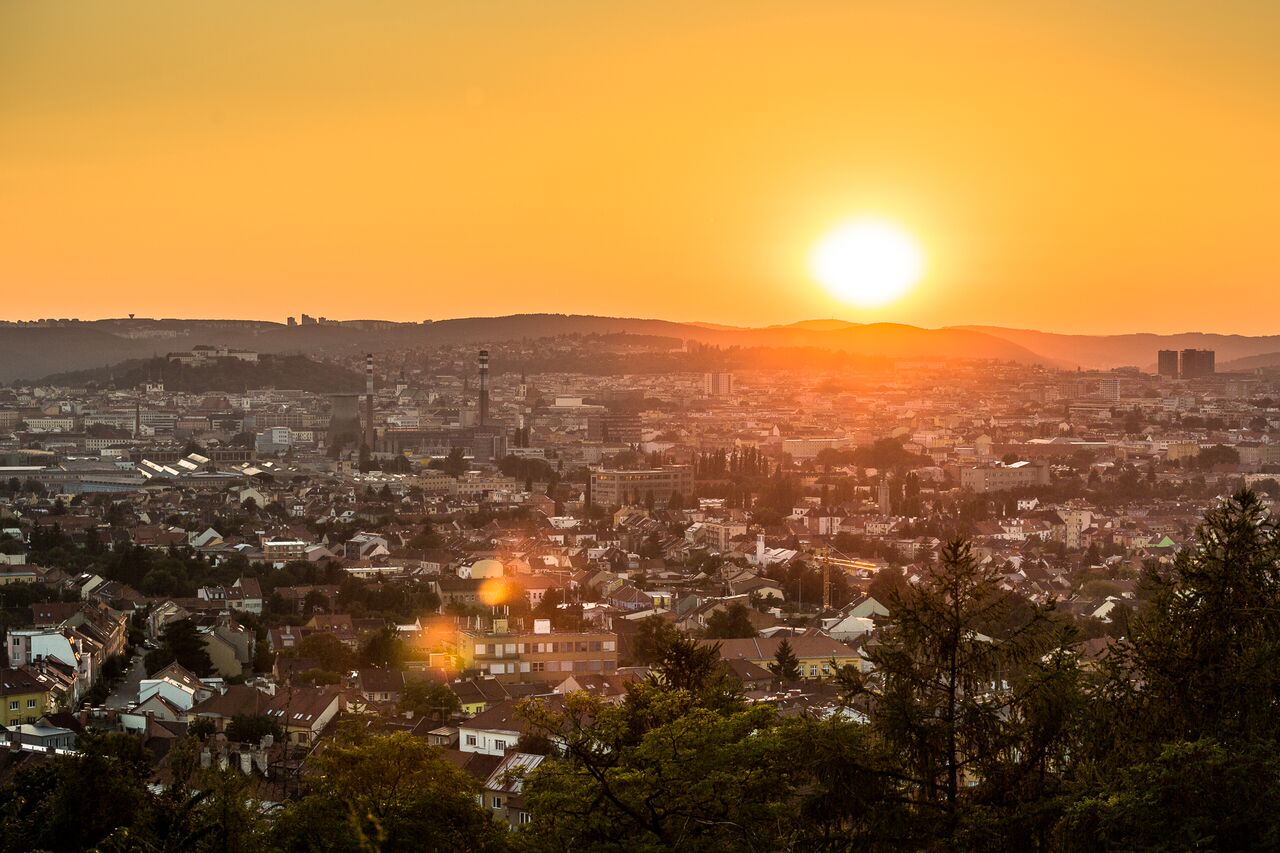 Brno panorama západ slunce