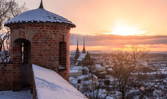 Vyhlídka z hradu Špilberk v zimě, foto Pavel Gabzdyl
