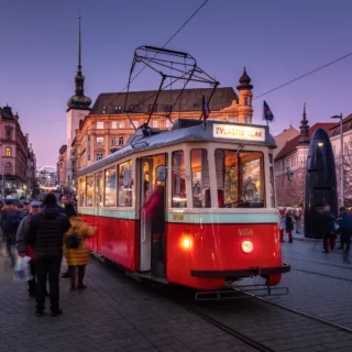 Vánoce, Brno, tramvaj, nám. Svobody. Foto: Pavel Gabzdyl